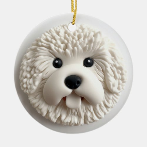 Bichon Frise Dog 3D Inspired Ceramic Ornament
