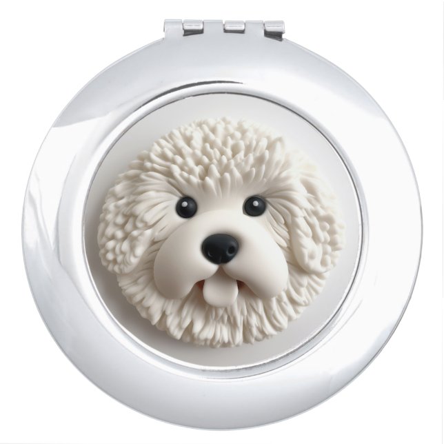 Bichon Frise Dog 3D Inspired Compact Mirror (Front)