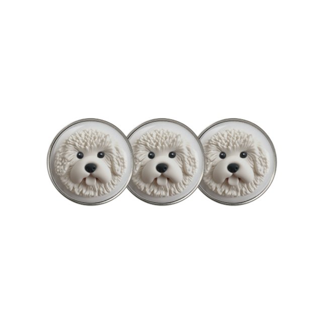 Bichon Frise Dog 3D Inspired Golf Ball Marker (3 Up)
