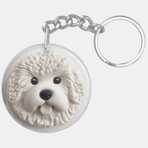 Bichon Frise Dog 3D Inspired Keychain