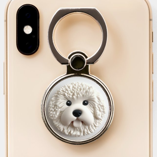 Bichon Frise Dog 3D Inspired Phone Ring Stand (Close Up)