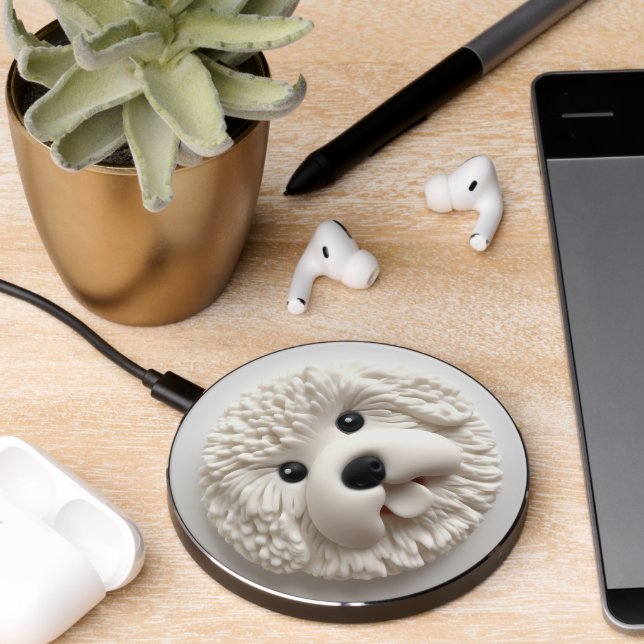 Bichon Frise Dog 3D Inspired Wireless Charger (Desk 2)