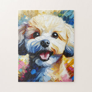 Bichon Frise Dog Acrylic Art Print Dog Lover Gift Jigsaw Puzzle