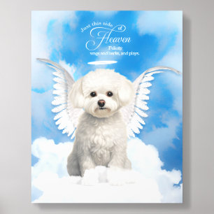 Bichon Frise Dog Angel Wings Name Pet Memorial Acrylic Photo Tile