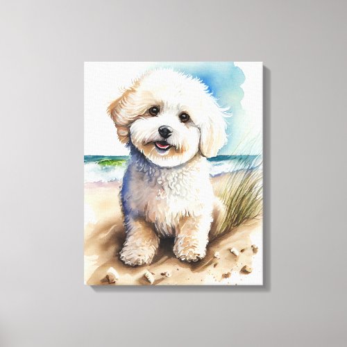 Bichon Frise Dog Art Painting Canvas Print