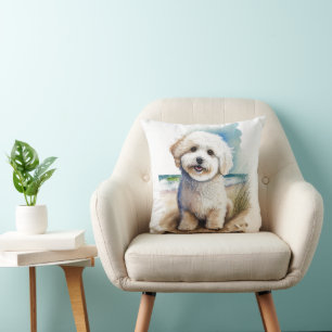Bichon Frise Dog Art Painting Throw Pillow