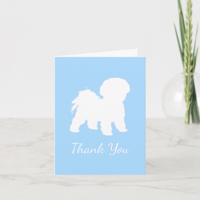 Bichon Frise Dog Baby Blue Boy Thank You Cards (Front)