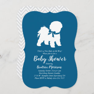 Bichon Frise Dog Baby Shower Boy Blue Invitation
