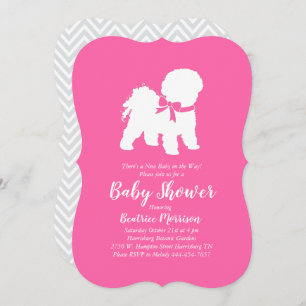 Bichon Frise Dog Baby Shower Girl Pink Invitation