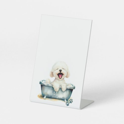 Bichon Frise Dog Blank Menu Pedestal Sign