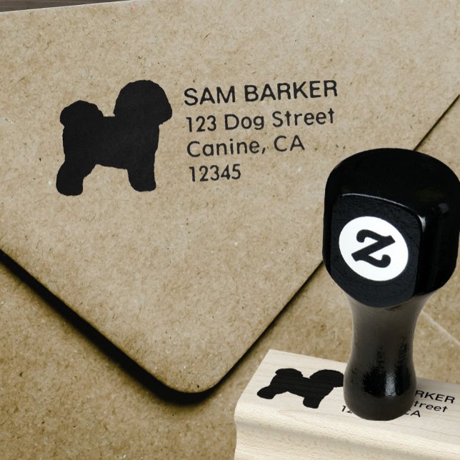 Bichon Frise Dog Breed Silhouette Return Address Rubber Stamp (Creator Uploaded)