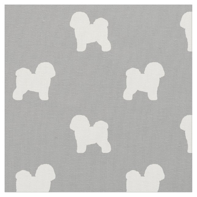 Bichon Frise Dog Breed Silhouettes Patterned Fabric (Close Up)