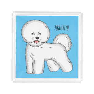 Bichon frise dog cartoon illustration acrylic tray