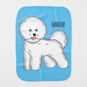 Bichon frise dog cartoon illustration baby burp cloth