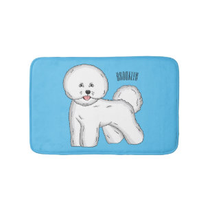 Bichon frise dog cartoon illustration bath mat