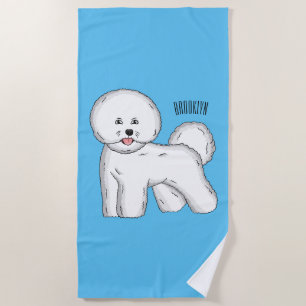 Bichon frise dog cartoon illustration beach towel