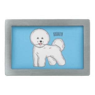 Bichon frise dog cartoon illustration belt buckle