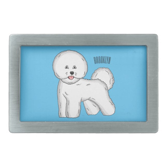 Bichon frise dog cartoon illustration belt buckle (Front)