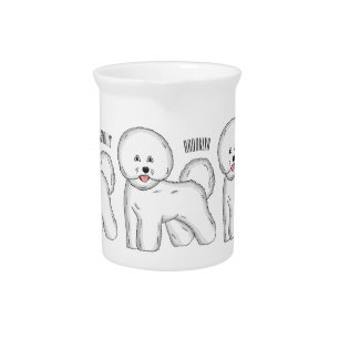 Bichon frise dog cartoon illustration beverage pitcher