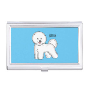 Bichon frise dog cartoon illustration business card case