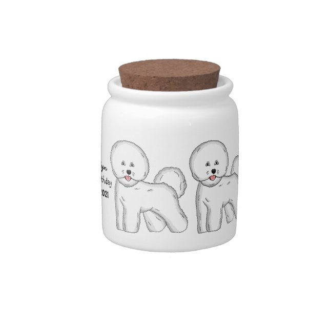 Bichon frise dog cartoon illustration candy jar (Right)