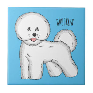 Bichon frise dog cartoon illustration ceramic tile