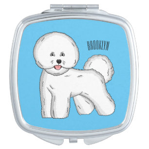 Bichon frise dog cartoon illustration compact mirror