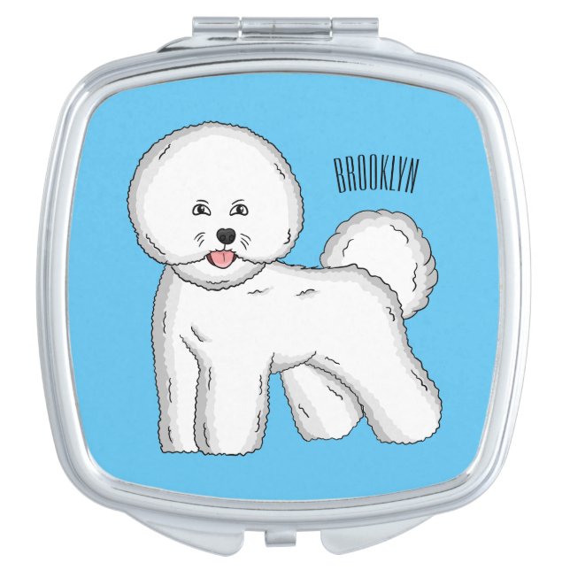 Bichon frise dog cartoon illustration compact mirror (Front)