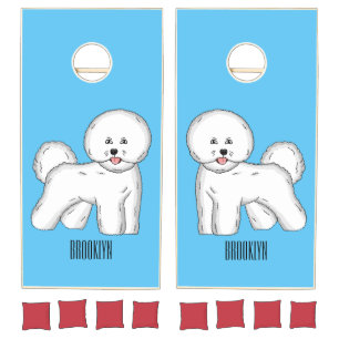 Bichon frise dog cartoon illustration cornhole set
