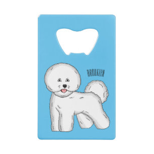 Bichon frise dog cartoon illustration credit card bottle opener