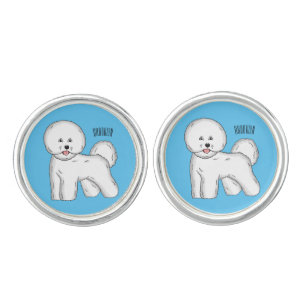 Bichon frise dog cartoon illustration cufflinks