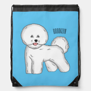 Bichon frise dog cartoon illustration drawstring bag