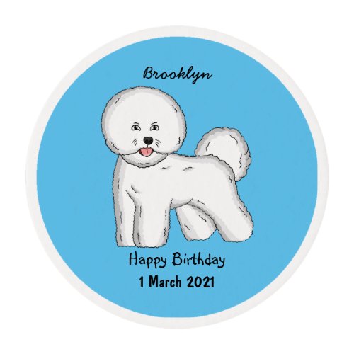 Bichon frise dog cartoon illustration edible frosting rounds