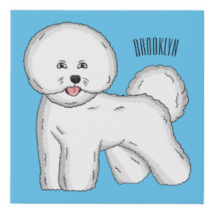 Bichon frise dog cartoon illustration faux canvas print