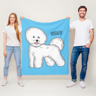 Bichon frise dog cartoon illustration  fleece blanket