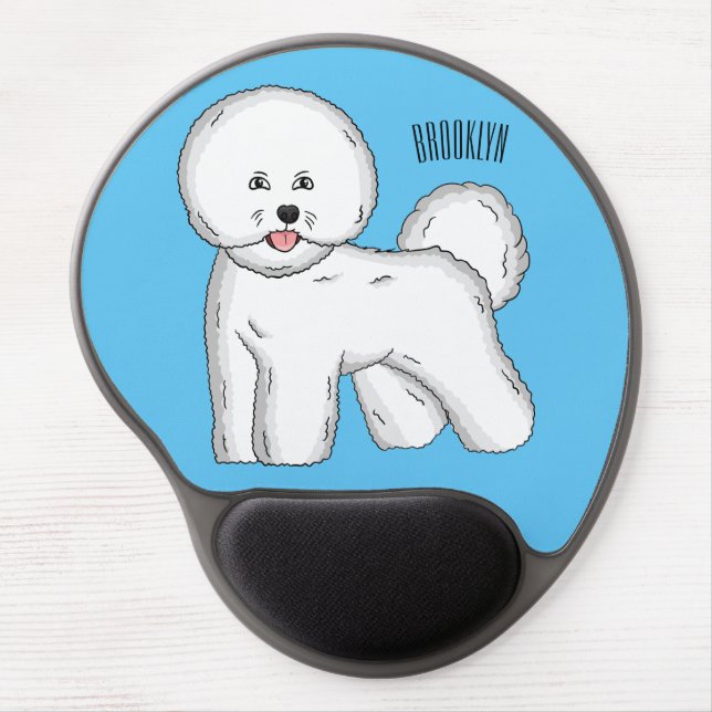 Bichon frise dog cartoon illustration gel mouse pad (Front)