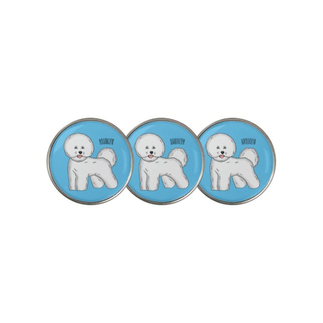 Bichon frise dog cartoon illustration golf ball marker (3 Up)