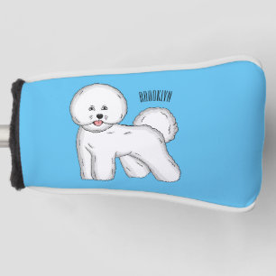 Bichon frise dog cartoon illustration golf head cover