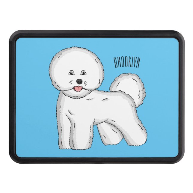 Bichon frise dog cartoon illustration  hitch cover (Front)