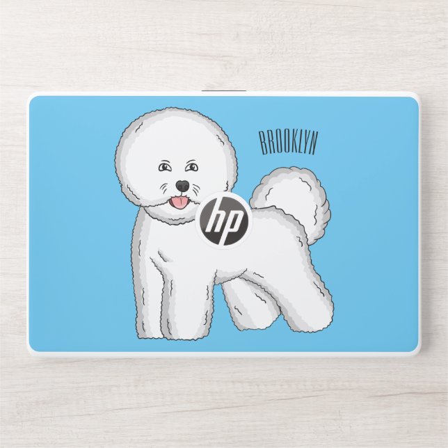 Bichon frise dog cartoon illustration HP laptop skin (Front)