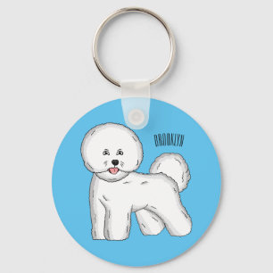 Bichon frise dog cartoon illustration keychain