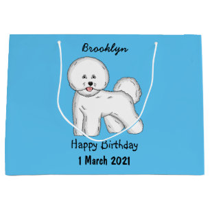 Bichon frise dog cartoon illustration large gift bag