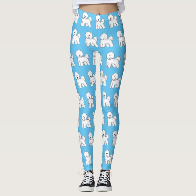 Bichon frise dog cartoon illustration  leggings (Front)