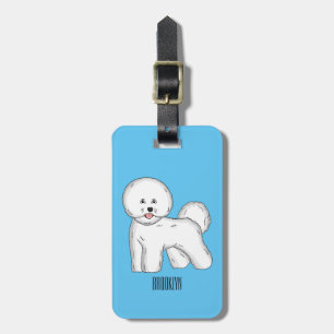 Bichon frise dog cartoon illustration luggage tag