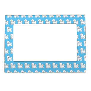 Bichon frise dog cartoon illustration magnetic frame