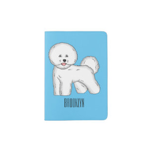 Bichon frise dog cartoon illustration passport holder