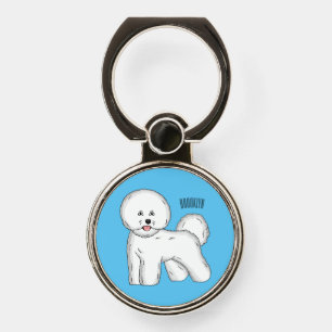 Bichon frise dog cartoon illustration  phone ring stand