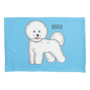 Bichon frise dog cartoon illustration pillow case