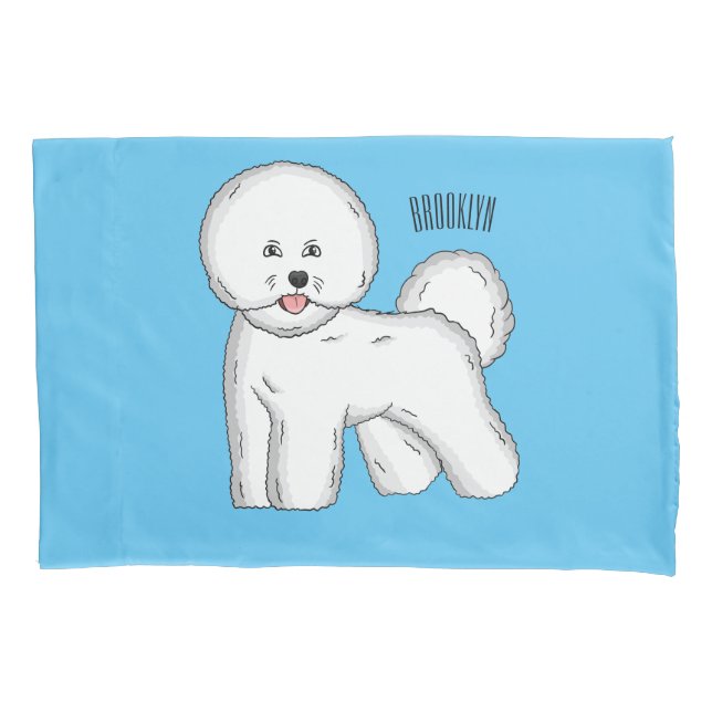 Bichon frise dog cartoon illustration pillow case (Front)