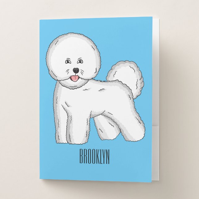 Bichon frise dog cartoon illustration pocket folder (Front)